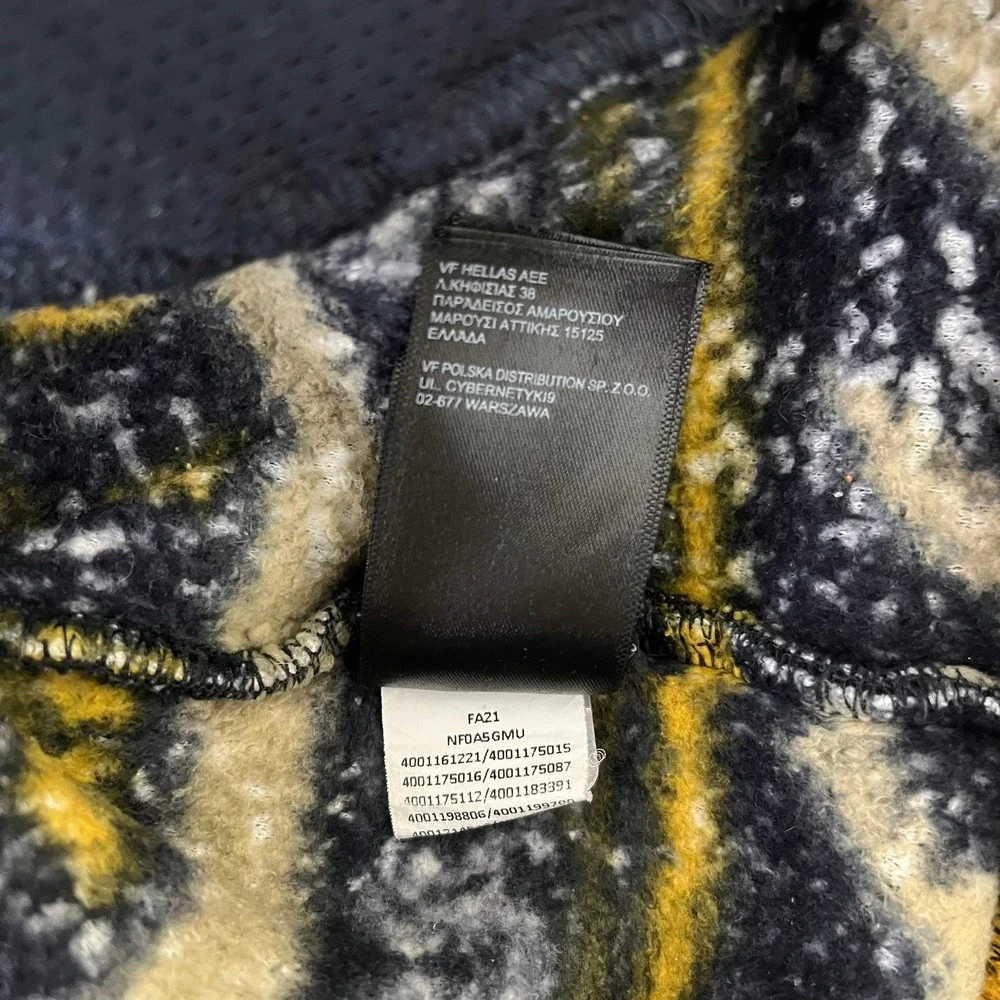 The North Face Mens Aztec Print Sherpa Fleece Full Zip Jacket Yellow M